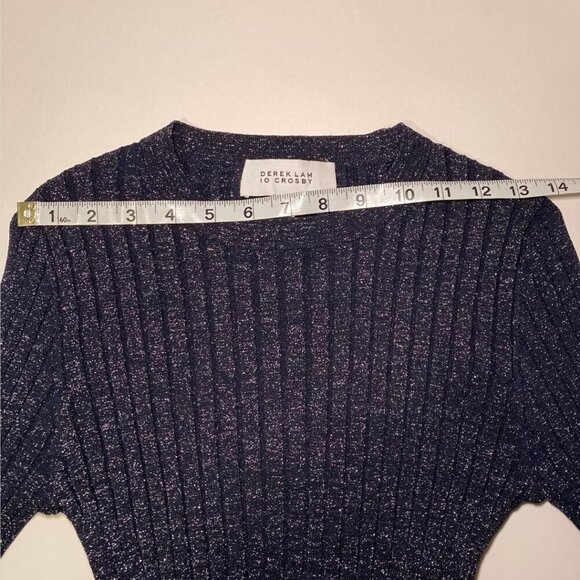 DEREK LAM IO CROSBY Blue Metallic Sweater Size S/P - Picture 6 of 9